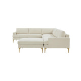 TOV Furniture Serena Velvet Large Chaise Sectional Cream 