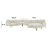 TOV Furniture Serena Velvet Large Chaise Sectional Cream 