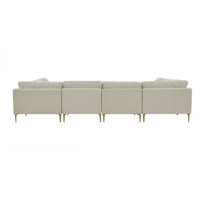 TOV Furniture Serena Velvet U-Sectional Cream 
