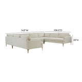 TOV Furniture Serena Velvet U-Sectional Cream 