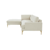 TOV Furniture Serena Velvet LAF Chaise Sectional Cream 