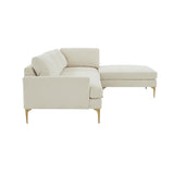 TOV Furniture Serena Velvet RAF Chaise Sectional Cream 