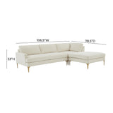 TOV Furniture Serena Velvet RAF Chaise Sectional Cream 