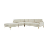 TOV Furniture Serena Velvet Large LAF Chaise Sectional Cream 