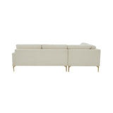 TOV Furniture Serena Velvet Large LAF Chaise Sectional Cream 