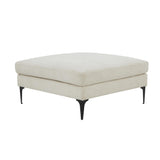 TOV Furniture Serena Velvet Ottoman with Black Legs Cream 