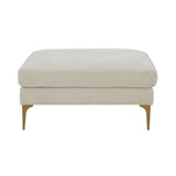 TOV Furniture Serena Velvet Ottoman Cream 39.5"W x 39.5"D x 19.7"H