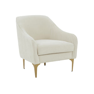 TOV Furniture Serena Velvet Accent Chair Cream 29.92"W x 29.92"D x 31.5"H