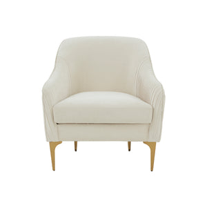 TOV Furniture Serena Velvet Accent Chair Cream 29.92"W x 29.92"D x 31.5"H