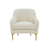 TOV Furniture Serena Velvet Accent Chair Cream 29.92"W x 29.92"D x 31.5"H