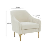TOV Furniture Serena Velvet Accent Chair Cream 29.92"W x 29.92"D x 31.5"H