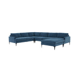Serena Velvet Large Chaise Sectional with Black Legs