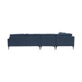 TOV Furniture Serena Velvet Large Chaise Sectional with Black Legs Blue 
