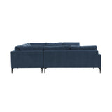 TOV Furniture Serena Velvet U-Sectional with Black Legs Blue 