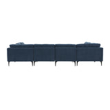 TOV Furniture Serena Velvet U-Sectional with Black Legs Blue 