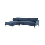 Serena Velvet LAF Chaise Sectional with Black Legs