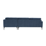 TOV Furniture Serena Velvet RAF Chaise Sectional with Black Legs Blue 