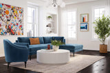 TOV Furniture Serena Velvet RAF Chaise Sectional with Black Legs Blue 