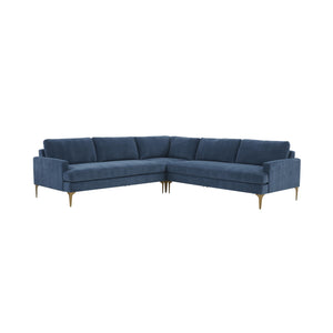 TOV Furniture Serena Velvet L-Sectional Blue 