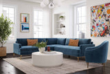 TOV Furniture Serena Velvet L-Sectional Blue 