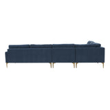 TOV Furniture Serena Velvet Large L-Sectional Blue 