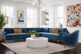 TOV Furniture Serena Velvet Large L-Sectional Blue 