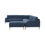 TOV Furniture Serena Velvet Large Chaise Sectional Blue 