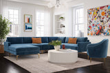 TOV Furniture Serena Velvet Large Chaise Sectional Blue 