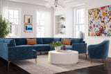 TOV Furniture Serena Velvet U-Sectional Blue 