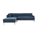 TOV Furniture Serena Velvet LAF Chaise Sectional Blue 