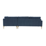 TOV Furniture Serena Velvet RAF Chaise Sectional Blue 