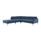 TOV Furniture Serena Velvet Large LAF Chaise Sectional Blue 