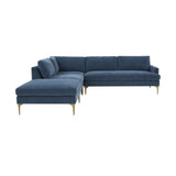 TOV Furniture Serena Velvet Large LAF Chaise Sectional Blue 