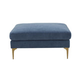 TOV Furniture Serena Velvet Ottoman Blue 39.5"W x 39.5"D x 19.7"H