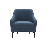 TOV Furniture Serena Velvet Accent Chair with Black Legs Blue 