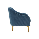 TOV Furniture Serena Velvet Accent Chair Blue 29.92"W x 29.92"D x 31.5"H