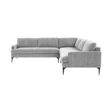 TOV Furniture Serena Gray Velvet L-Sectional with Black Legs Grey 