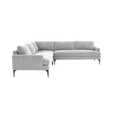 TOV Furniture Serena Gray Velvet L-Sectional with Black Legs Grey 