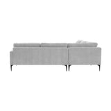 TOV Furniture Serena Gray Velvet L-Sectional with Black Legs Grey 