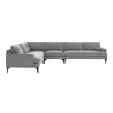 TOV Furniture Serena Gray Velvet Large L-Sectional with Black Legs Grey 