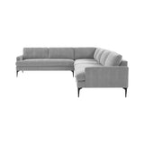 TOV Furniture Serena Gray Velvet Large L-Sectional with Black Legs Grey 