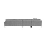 TOV Furniture Serena Gray Velvet Large Chaise Sectional with Black Legs Grey 