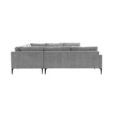 TOV Furniture Serena Gray Velvet U-Sectional with Black Legs Grey 