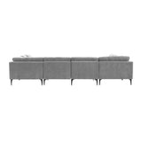 TOV Furniture Serena Gray Velvet U-Sectional with Black Legs Grey 