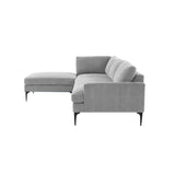 TOV Furniture Serena Gray Velvet LAF Chaise Sectional with Black Legs Grey 