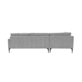 TOV Furniture Serena Gray Velvet LAF Chaise Sectional with Black Legs Grey 