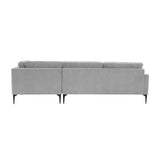 TOV Furniture Serena Gray Velvet RAF Chaise Sectional with Black Legs Grey 