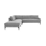 TOV Furniture Serena Gray Velvet Large LAF Chaise Sectional with Black Legs Grey 