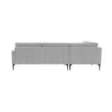 TOV Furniture Serena Gray Velvet Large LAF Chaise Sectional with Black Legs Grey 