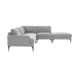 TOV Furniture Serena Gray Velvet Large RAF Chaise Sectional with Black Legs Grey 